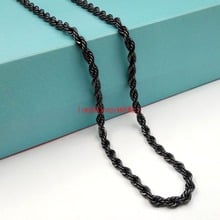 IP Black Plated Stainless steel Rope Chain Link Necklace 4mm 22''for men's jewelry 2024 - buy cheap