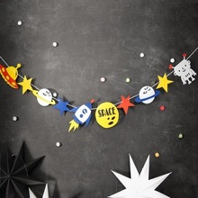 Space Theme Alien Robot Banner Rocket Spacecraft Bunting String Flags Garland for Kids Birthday Baby Shower Party Decoration 2024 - buy cheap