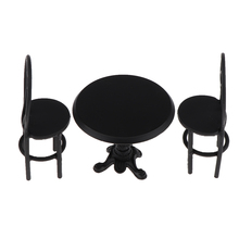 Handcrafted Crafts 1/12 Dollhouse Miniature Furniture Metal Round Table Chair Set For Fairy Garden Life Scenes Decor Black 2024 - buy cheap