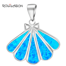 Amazing Wide Leaf style online Blue Fire Opal Silver Stamped Pendants for women Wedding Fashion jewelry OP391 2024 - buy cheap