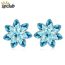 Luxury Jewelry New Design Crystals From Swarovski Exquisite Flower Stud Earrings For Women Trendy Wedding Party Earring 2024 - buy cheap