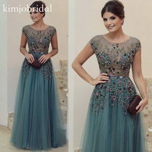 SuperKimJo Lace Applique Prom Dresses Vestidos De Fiesta De Noche Largos Elegantes Sage Green Beaded Elegant Prom Gown 2020 2024 - buy cheap