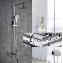 Grifo de ducha de cascada cromado, mezclador de ducha de temperatura constante termostática, grifos de baño montados en la pared 2024 - compra barato