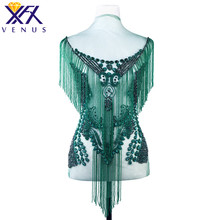 Xinfangxiu patches artesanais de miçangas, de cristal, grandes apliques de strass bordado, paetês para vestimenta vestido 2024 - compre barato