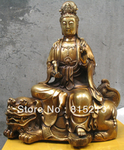 bi0042 big old Manjushri Buddha foo dog Lion bronze Statue 2024 - buy cheap