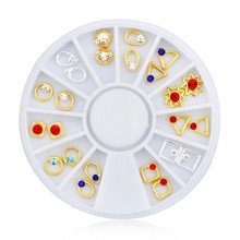 1 Wheel Gold Silver Nail Frame Metal Alloy Round/ Square/ Triangle/ Teardrop Mixed 3D Nails Art Decorations Manicure Tips Charms 2024 - buy cheap