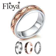 Floya-anillo de acero inoxidable Vintage para mujer, sortija apilable de 6mm de ancho, accesorios de esmalte marrón, joyería 2024 - compra barato