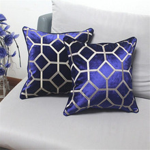 Blue White Houndstooth Ultra-velvet Elegant Embroidery Decorative Throw Pillowcase Sofa Chair Modernist Geometric Cushion Cover 2024 - buy cheap