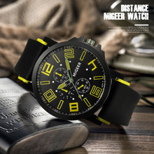 Мужские модные спортивные кварцевые часы с силиконовым ремешком, наручные аналоговые часы, роскошные Брендовые повседневные Серебристые черные часы A49 2024 - купить недорого
