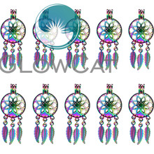 GLOWCAT 10x C678 Rainbow Dream Catcher Lotus Beads Cage Jewelry Making Essential Oil Diffuser Pearl Cage Locket Pendant 2024 - buy cheap