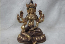 Песня voge gem S0636, 7 дюймов, тибетская буддистская статуя Будды из старой бронзы и золота 24 карата 2024 - купить недорого
