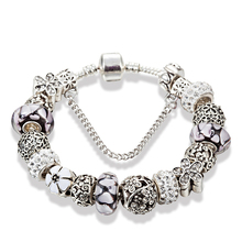 ANNAPAER-pulsera de cristal blanco 2019 con cuentas de flores, brazalete de Color plata para mujer, joyería de boda personalizada B17056 2024 - compra barato