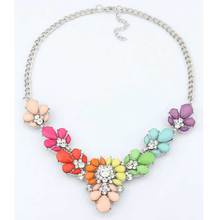 Acessórios femininos colar de cristal flor bib chunky gargantilha colar pingente cor prata estilo coreano jóias cc 2024 - compre barato