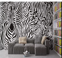 Personalizado 3d papel de parede zebra teste padrão do vintage abstrato animal pintura decorativa fundo da parede high-grade material à prova d' água 2024 - compre barato