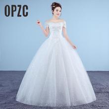 New Boat Neck Embroidered Wedding Dress 2020 Organza And Tulle Lace Up Ball White Princess Cheap Bridal Gowns Vestido De Noiva 2024 - buy cheap