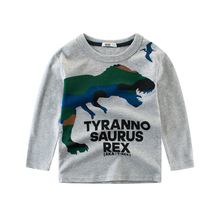 Camisa de algodón para niños, ropa europea y americana, camiseta para niño, ropa de manga larga de dinosaurio para otoño, novedad de primavera 2024 - compra barato