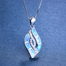 Unique Women Ladies Big Eye Pendants Necklaces Fashion Silver Color Statement Necklace Blue White Fire Opal Necklace 2024 - buy cheap