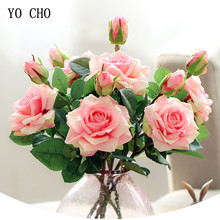 YO CHO DIY 15 цветочных головок, натуральный сенсорный цветок, искусственные розы, свадебные украшения, аксессуары, домашний декор, цветок для свадьбы 2024 - купить недорого