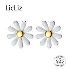 LicLiz New 925 Sterling Silver Cute Sunflower Stud Earrings for Women Gold Flower S925 Jewelry White Petals Gift LE0566 2024 - buy cheap