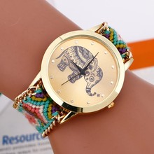 Luxury Brand Handmade Braided Friendship Watch Women Creative Elephant Dial Wristwatch Ladies Fashion Dress Gold Quart Watch 2024 - buy cheap