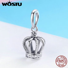 WOSTU-Cuentas de plata esterlina 925 para mujer, accesorio con forma de corona de princesa, CZ transparente, compatible con Pulsera Original, brazalete, joyería, FIC781 2024 - compra barato