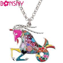 Bonsny Maxi Statement Metal Alloy Lucky Zodiac The Capricorn Necklace Chain Choker Pendant Fashion New Enamel Jewelry For Women 2024 - buy cheap