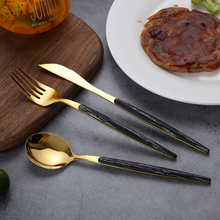 Juego de cubiertos de acero inoxidable, cuchillo para carne, tenedor, cuchara para sopa, juego de vajilla dorada, accesorio de cocina 2024 - compra barato