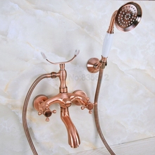 Antique Red Copper Bathroom Bath Tub Faucet Taps Dual Holder Telephone Style Wall Mounted tna371 2024 - buy cheap