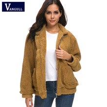 VANGULL Winter Fur Coat Jacket Women Warm Plush Oversize Coats 2020 New Female Zipper Big Pocket Elegant Fashion Autumn Outwear 2024 - buy cheap