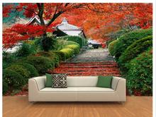 Customized 3d wallpaper 3d tv wall paper murals 3 d hd red maple road landscape background wall paintings wallpaper 2024 - buy cheap