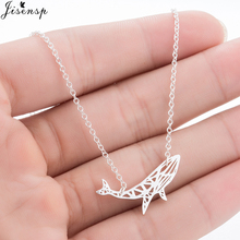 Jisensp Deep Sea Style Origami Whale Stainless Steel Necklace Simple Fashion Hollow Big Fish Pendant Necklace for Women Girls 2024 - buy cheap