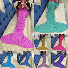 Spring Bedding Sofa Mermaid Blanket Wool Knitting Fish Style Little Tail Blankets Warm Sleeping Child Kids Princess Loves Gift 2024 - buy cheap