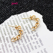 Carvejewl unique Korea design earrings small cute linked chain unique C shape stud earrings gold silver colour wholesale jewelry 2024 - buy cheap