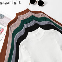 Женский трикотажный свитер Gaganight, однотонный эластичный облегающий свитер с высоким воротником, базовый джемпер, Осень-зима 2019 2024 - купить недорого