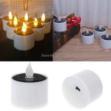 Solar Powered LED Candle Light Yellow Flicker Tea Lamp Festival Wedding Romantic Decor Drop Ship 2024 - buy cheap