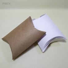 100 pces-9*6.5*2.5cm em branco caixas de travesseiro de papel kraft caixas de presente de empacotamento de doces de papel branco do favor da festa de casamento 2024 - compre barato