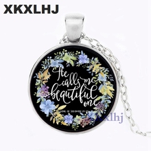 XKXLHJ Lord's Blessing Dome Glass Bible Scripture Pendant Necklace Women's Necklace Jewelry Black Chain Long Necklace 2024 - buy cheap
