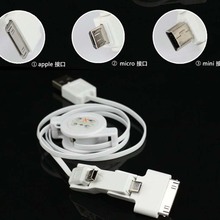 Mini Cable de carga de sincronización Micro USB retráctil 3 en 1, para iPod, iPhone 4, 4S, 3G 2024 - compra barato