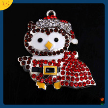 OYKZA Fashion Jewelry 45*40mm 5pcs Zice Alloy Christmas Owl Rhinestone Pendants for Chunky Beads Necklace Making 2024 - buy cheap