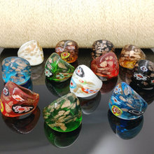 Wholesale 12Pcs Mix Color Lampwork Glass Murano Rings 17-19mm Band Ring Random Mixed model 2024 - buy cheap