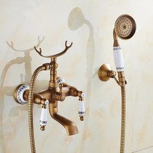 Telefone antigo torneira do banho com duche porcelana torneira do chuveiro do banheiro banheira torneira com chuveiro de mão torneira do chuveiro do banheiro 2024 - compre barato