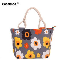 EXCELSIOR 2018 Listras Mulheres Saco Da Praia Da Lona Bolsas de Compras de Moda Da Cópia Da Flor Grande Tote Sacos de Ombro bolsa Feminina Bolsos 2024 - compre barato