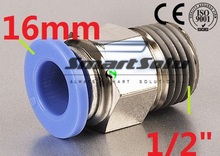 Free Shipping 100pcs/lot Pneumatic 16mm Tube Hose Pipe Push In 1/2" Male Straight Air Fitting 1/2 Inch One Touch Quick Connector 2024 - buy cheap