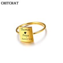 Personalizado anillos para mujer grabar nombre foto fecha anillo redondo de acero inoxidable anillos de sello para boda Regalos personalizados 2024 - compra barato