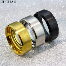 JUCHAO Classic Ring Stainless Steel Black Movie Surrounding Smooth Ring 2021 2024 - buy cheap