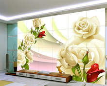 Настенные обои большого размера Beibehang обои с рисунком розы цветочных бутонов 3D гостиная, спальня ТВ фон стены обои с изображением фрески 2024 - купить недорого