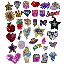New arrival 10 pcs Star Bow Crown Owl Fruit sequins Embroidered patches iron on cartoon Motif Applique hat bag shoe accessory 2024 - buy cheap