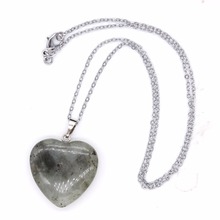 Na moda-contas de prata chapeado natural labradorite pedra pingente amor coração colar de jóias românticas 2024 - compre barato