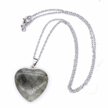 Trendy-beads Silver Plated Natural Labradorite Stone Pendant Love Heart Necklace Romantic Jewelry 2024 - buy cheap