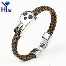 Heyu nova moda anime alma comedor souleater cravejado pulseira pulseiras alma logotipo tecer couro cosplay jóias 2024 - compre barato